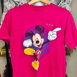 Vintage 90s Y2k Pink Disney Mickey Mouse Shirt